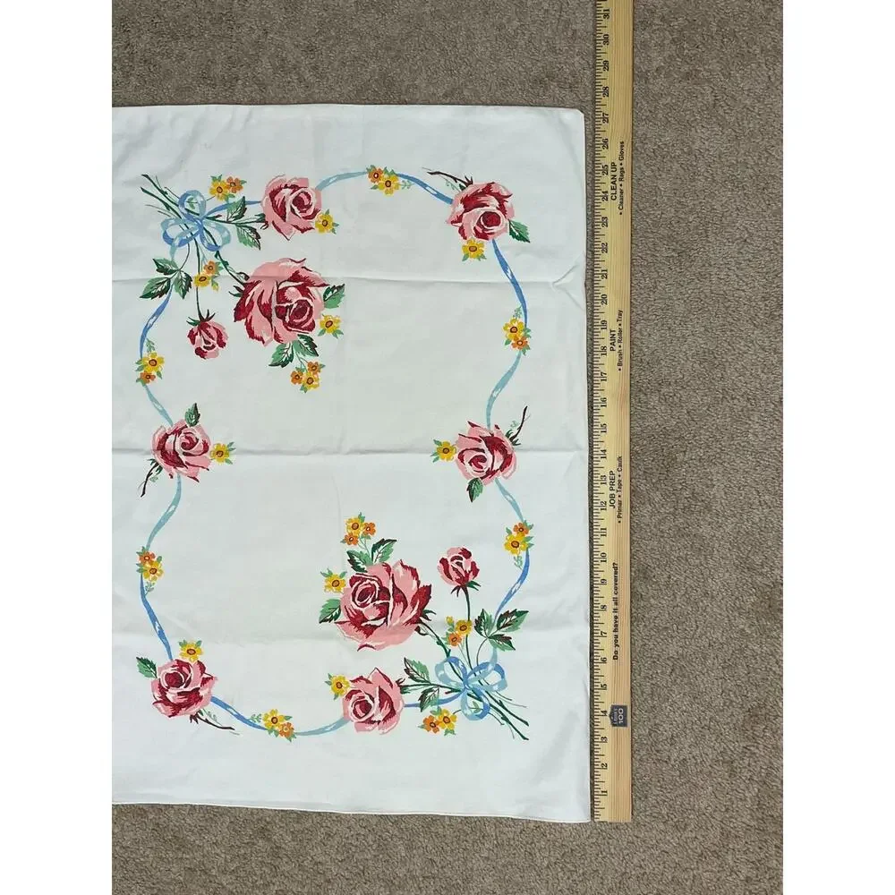 Vintage Red Roses Rose Pillowcase 50s 60s 70s Granny Core Floral